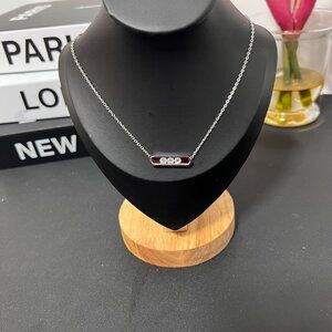 Stainless Steel Sparkling Movable Zircon Pendant Necklace Women's Fashion